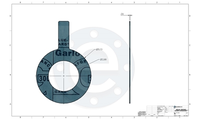 Garlock Blue-Gard 3000 - Tabbed Ring Gasket - 1/16" Thick - 2-1/2" - 300 lb. PSA one side for strainers