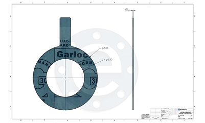 Garlock Blue-Gard 3000 - Tabbed Ring Gasket - 1/16" Thick - 3" - 300 lb. PSA one side for strainers