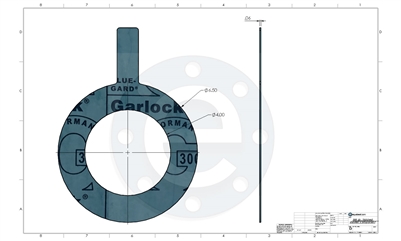 Garlock Blue-Gard 3000 - Tabbed Ring Gasket - 1/16" Thick - 3-1/2" - 300 lb. PSA one side for strainers