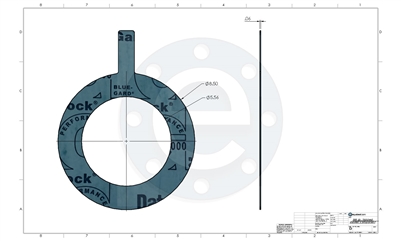 Garlock Blue-Gard 3000 - Tabbed Ring Gasket - 1/16" Thick - 5" - 300 lb. PSA one side for strainers