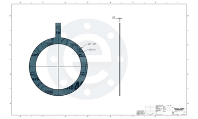 Garlock Blue-Gard 3000 - Tabbed Ring Gasket - 1/16" Thick - 8" - 150# PSA one side for strainers