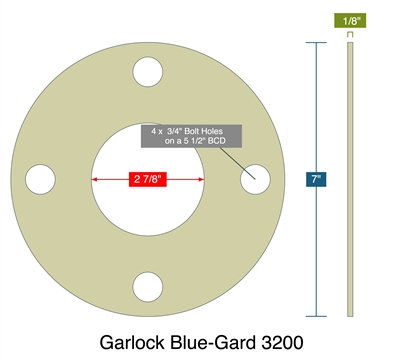 Garlock Blue-Gard 3200 -  1/8" Thick - Full Face Gasket - 150 Lb. - 2.5"