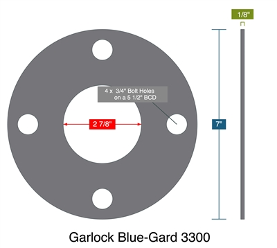 Garlock Blue-Gard 3300 -  1/8" Thick - Full Face Gasket - 150 Lb. - 2.5"