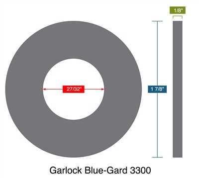 Garlock Blue-Gard 3300 -  1/8" Thick - Ring Gasket - 150 Lb. - 0.5"