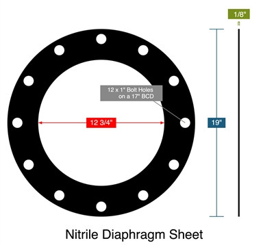 Nitrile with Nylon Insert Sheet -  1/8" Thick - Full Face Gasket - 150 Lb. - 12"