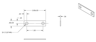 60 Duro Buna-N Custom Rubber Strip - 1/16" x 1/2" x 2" with 1/4" holes