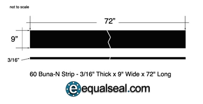 60 Duro Buna-N Custom Rubber Strip - 3/16" x 9" x 72"