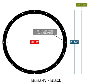 60 Duro Buna-N Full Face Gasket - 1/16" x 23.5" x 26.5"