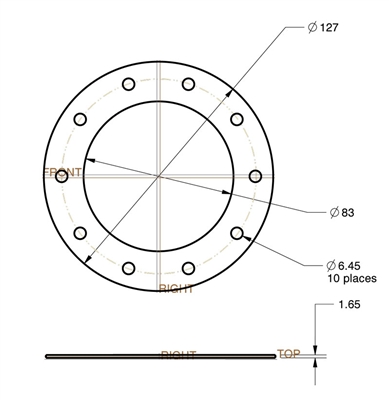 60 Duro Buna-N Full Face Gasket - 1.65mm Thick x 83mm x 127mm