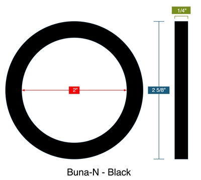 60 Duro Buna-N Custom Ring Gasket - 1/4" x 2" x 2-5/8"