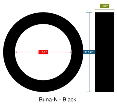 60 Duro Buna-N Custom Ring Gasket - 1/2" x 1.5" x 2.125"