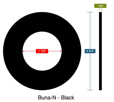 60 Duro Buna-N Custom Ring Gasket - 1.875" ID x 3-3/4" OD x 1/8" Thick