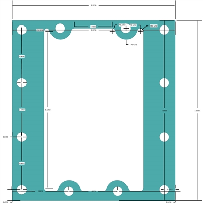 C-4401 Green N/A Custom Gasket - 1/16" Thick x 6.375" x 7.062"  Waterside