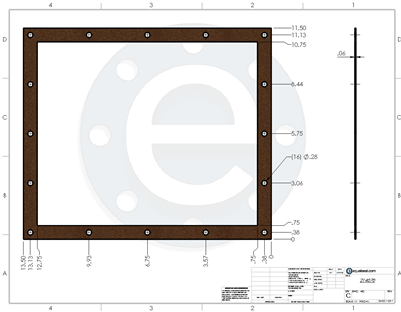 Cork/Nitirle Custom Gasket - 1/16" Thick - Per Drawing #214070