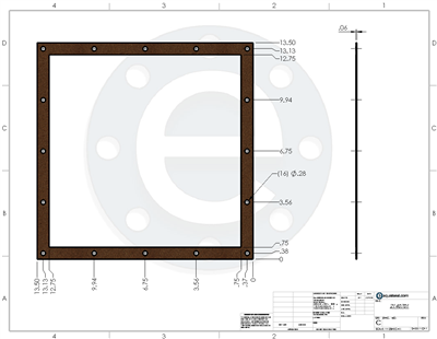 Cork/Nitirle Custom Gasket - 1/16" Thick - Per Drawing #2140701