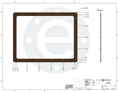 Cork/Nitrile Custom Gasket - 1/16" Thick - Per Drawing #2178851