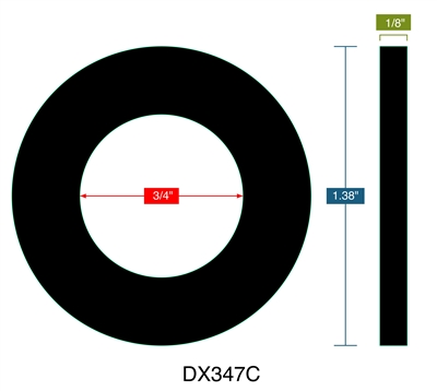 DXSeal DX 347C - Ring Gasket -  1/8" Thick - .75" ID - 1.38" OD