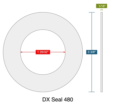 DX Seal 480 -  1/16" Thick - Ring Gasket - 150 Lb. - 1.5"