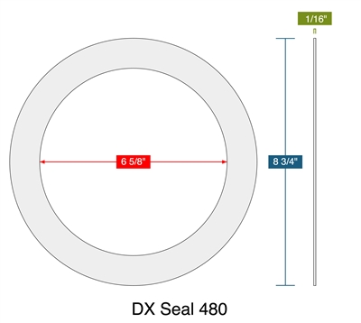 DX Seal 480 -  1/16" Thick - Ring Gasket - 150 Lb. - 6"
