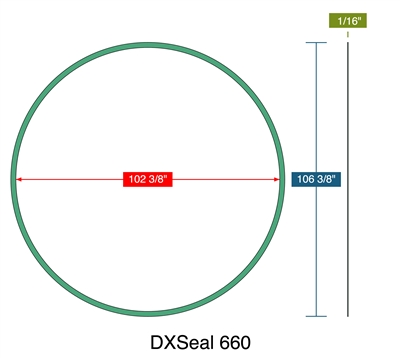 DXSeal 660 -  1/16" Thick - Segmented (8) Ring Gasket - 102.375" ID - 106.375" OD