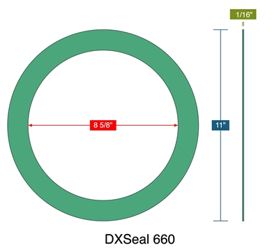 DXSeal 660 - Ring Gasket -  1/16" Thick - 8.625" ID - 11" OD