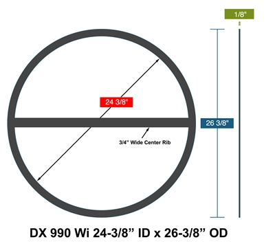 DXSeal 990wi N/A Ring Gasket  1/8" x 24.375" x 26.375" w .75" Rib