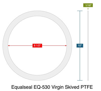 Virgin PTFE Custom Ring Gasket - 1/16" Thick x 8.5" x 10"