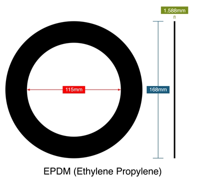 EPDM (Ethylene Propylene) - 1.59mm Thick - Ring Gasket - DN100 PN10/PN16/PN25/PN40