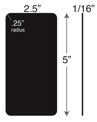 EPDM (Ethylene Propylene) -  1/16" Thick - 2.5" x 5" - .25 Radius Corners - With PSA