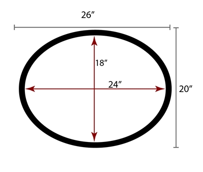 EPDM NSF 61 - 75 Duro Sheet -  1/4" Thick - Oval Gasket - 18" x 24" ID - 20" x 26" OD