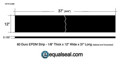 60 Duro EPDM Rubber Strip - 1/8" Thick x 12" x 37' - Spliced and Vulcanized