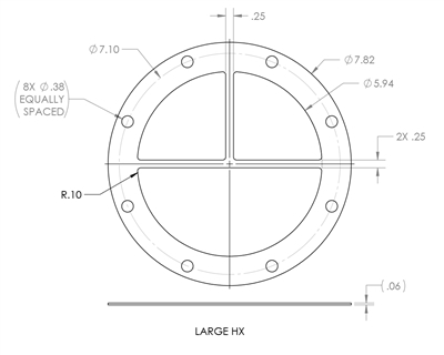 Expanded PTFE -  1/16" Thick - Custom Gasket -Per Drawing #Large-HX