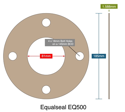 Equalseal EQ500 - 1.59mm Thick - Full Face Gasket - DN65 PN10/PN16