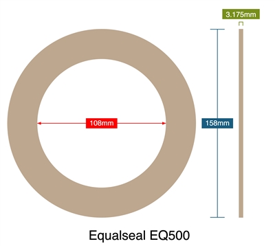 Equalseal EQ500 - Ring Gasket - 3.18mm Thick - 108mm ID - 158mm OD