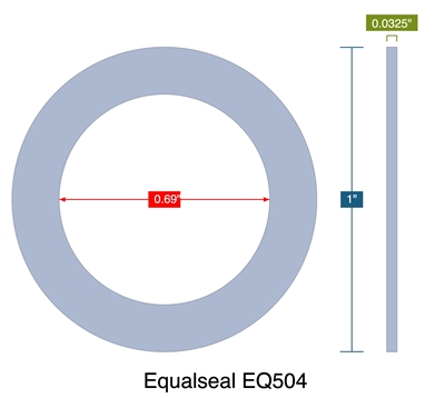 Equalseal EQ504 - Ring Gasket - Drag Knife Cut - 0.0325" Thick - .69" ID x 1" OD SHWR-GSKT