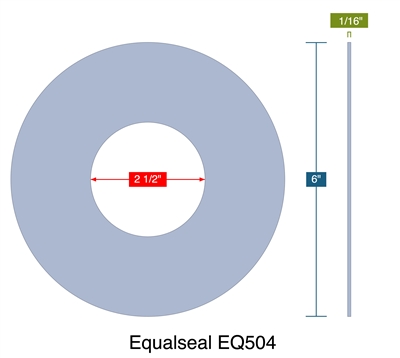 Equalseal EQ504 -  1/16" Thick - Ring Gasket - 2.5" ID - 6" OD