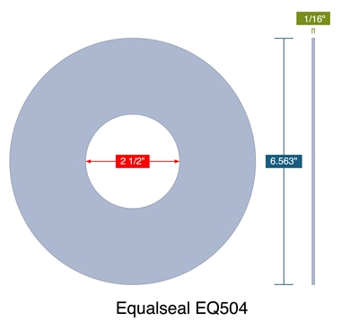 Equalseal EQ504 -  1/16" Thick - Ring Gasket - 2.5" ID - 6.563" OD