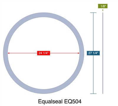 Equalseal EQ504 Custom Ring Gasket - 24-1/4" ID x 27-1/4" OD x 1/8" Thick