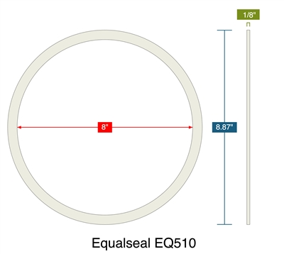 Equalseal EQ510 -  1/8" Thick - Ring Gasket - 8" ID - 8.87" OD