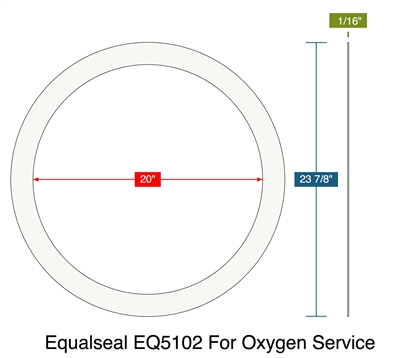 Equalseal EQ5102 For Oxygen Service -  1/16" Thick - Ring Gasket - 150 Lb. - 20"