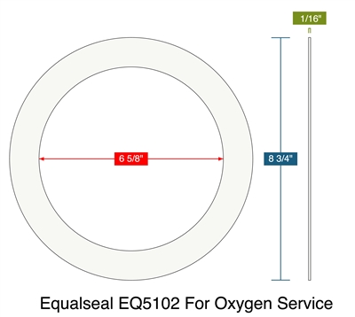 Equalseal EQ5102 For Oxygen Service -  1/16" Thick - Ring Gasket - 150 Lb. - 6"