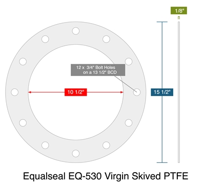 Equalseal EQ-530 Virgin PTFE -  1/8" Thick - ES-FAN-GSKT-1