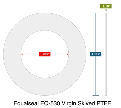 Equalseal EQ-530 Virgin Skived PTFE - Ring Gasket -  1/16" Thick - 150 Lb - 2"