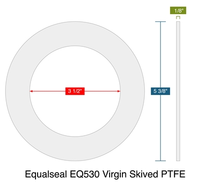 Equalseal EQ530 Virgin Skived PTFE -  1/8" Thick - Ring Gasket - 150 Lb. - 3"