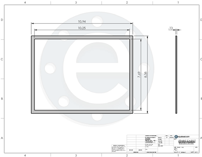 Equalseal EQ 535exp Custom Frame Gasket -1/8â€ Thick - 7.6875â€ x 10.25â€ ID - 8.375â€ x 10.9375â€