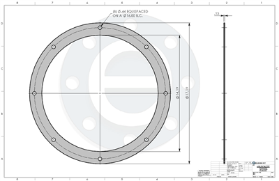 Equalseal EQ535exp -  1/8" Thick - Full Face Gasket - 14.188" ID - 17.188" OD - 8 x .375" Holes on a 16" Bolt Circle Diameter