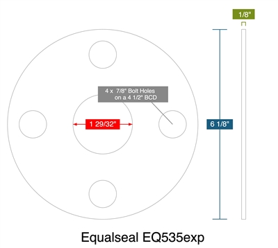 Equalseal EQ535exp -  1/8" Thick - Full Face Gasket - 300/400/600 Lb. - 1.5"