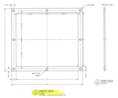 Equalseal EQ535exp - 1/8" Thick -Frame Gasket - 7" x 8" Outer