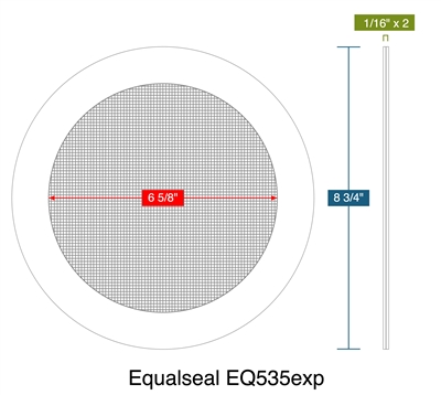 Equalseal EQ535exp -  1/16" Thick - Ring Strainer Gasket - 500 Mesh (25 Micron Opening) -150 Lb. - 6"