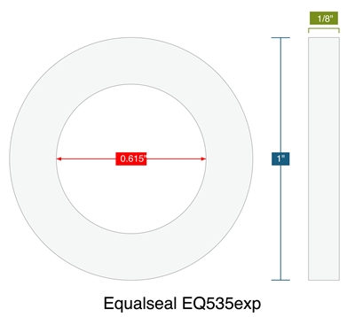 Equalseal EQ535exp -  1/8" Thick - Ring Gasket - .615" ID - 1" OD